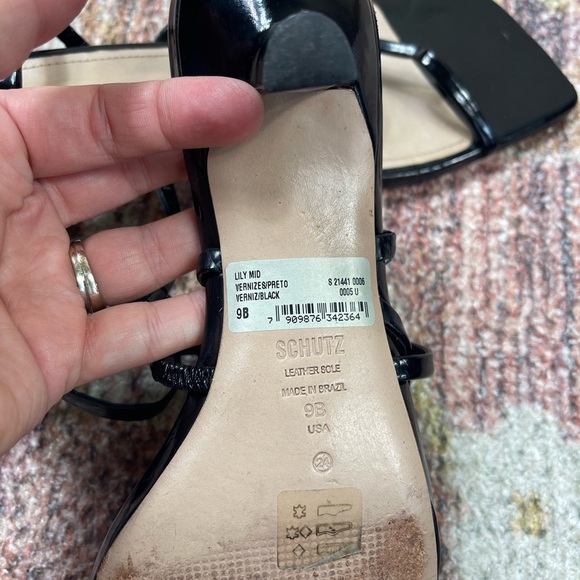 Schutz Lily Patent Leather Kitten Heel Ankle Wrap Sandals Size 9 - Picture 7 of 9
